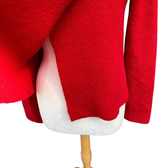 Adrienne Vittadini Wool Blend Cardigan Sz S Red Holiday Bling Asymmetric Party - Picture 6 of 12